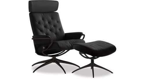 Stressless® Metro Leather Recliner with Adjustable Headrest - Star Base Stressless® Metro Leather Recliner with Adjustable Headrest - Star Base